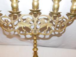 METAL CANDELABRA HOLDS 5 CANDLES WITH ANCIENT ANIMAL DESIGN (SOLD WITHOUT C