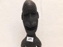 CARVING, OLD WOODEN CARVED MAN, 1 EAR IS CHIPPED & FEET WERE PREVIOUSLY GLU