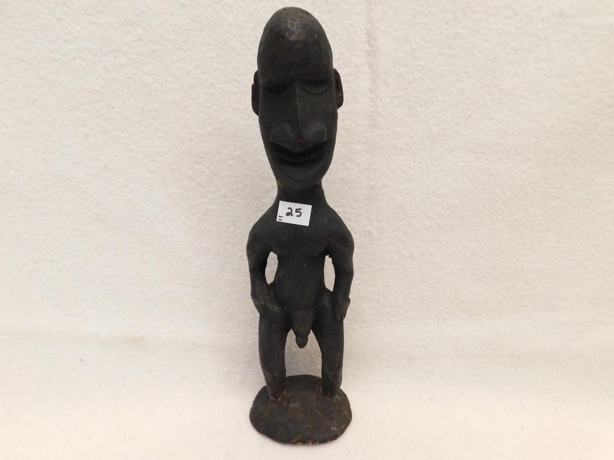CARVING, OLD WOODEN CARVED MAN, 1 EAR IS CHIPPED & FEET WERE PREVIOUSLY GLU