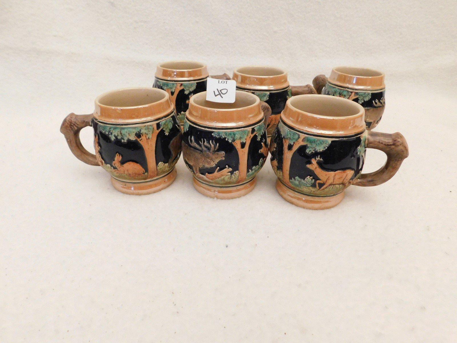 6 MUGS WITH ANIMAL DESIGNS 4" TALL