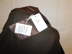 RAINCOAT:  SAKS FIFTH AVENUE, SIZE 10, CHOCOLATE BROWN, BELTED, BACK BUTTON