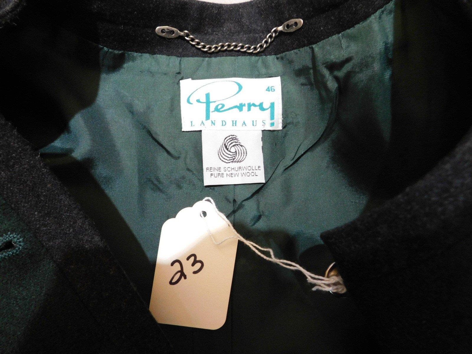 BLAZER:  PERRY LANDHAUS DESIGN, EMERALD GREEN WITH SILVER BUTTONS.  BLACK T