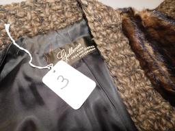 JACKET:   FUR & WOOL JACKET WITH A SCARF; GALLERIES FUR FOR JOSEPH HORNES,