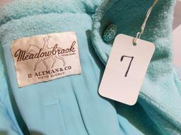 JACKET & SKIRT SET:   PALE BLUE;  MEADOWBROOK B ALTMAN & CO;  SIZE XSM, HEM