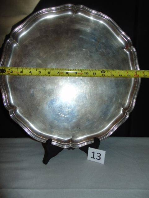 SILVER SERVING TRAY M. STUMPF & SON "830" 16.5" AROUND  HALLMARKED