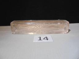 DRESSER BOX, STERLING, HALLMARKED LID, GLASS BOTTOM RECTANGLE SHAPED, MARKE