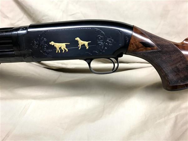 Win Mod 12 16 ga, SN#752889, 30" Solid Rib Full, Engrvd, gold inlay, Pigeon grd, Black Diamond stock