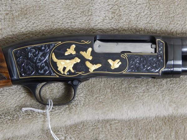 WINCHESTER MODEL 42, ENGRAVED, GOLD INLAID, EXHIBITION GRADE TURKISH WALNUT WOOD, "A" CARVED