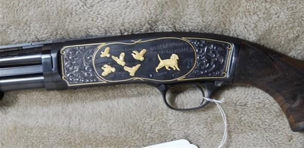 WINCHESTER MODEL 42, ENGRAVED, GOLD INLAID, EXHIBITION GRD TURKISH WALNUT, DONUT POST RIB. SN144320