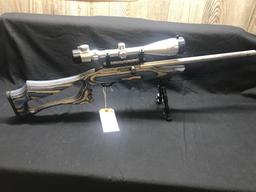 CUSTOM BUILT MAGNUM RESEARCH MODEL MLR-1722, 17 HMR, BLUE LAMINATED STOCK WITH BUSHNELL 6X24X50