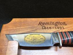 REMINGTON 175TH ANNV HUNTING KNIFE, 1816-1991, MODEL RH33C, NIB WITH DISPLAY RACK