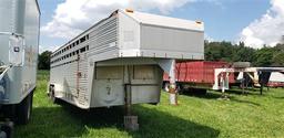 1988 Barrett 24' aluminum gooseneck cattle trailer, New rear axle, wiring, brakes