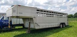 1988 Barrett 24' aluminum gooseneck cattle trailer, New rear axle, wiring, brakes