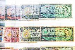 Vintage Canadian Banknote Collection in sleeves $1/$2/$5/$10/$20/$50 (Total Face Value = $400)