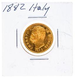 1882 ITALY 20L Gold Coin