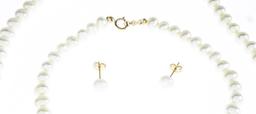 FW Pearl Neckless & Bracelet Set - Princess Length 17' Necklace & 7.5" Bracelet, w/14kt Gold