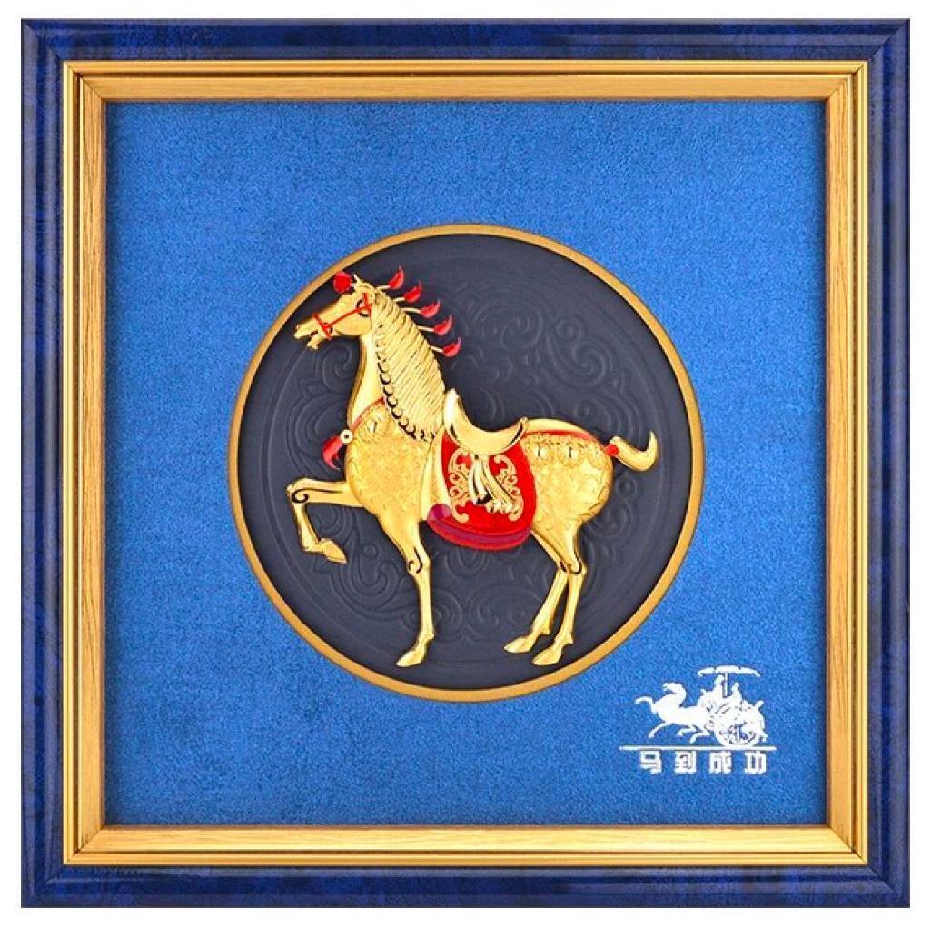 Gold Art Into Life 24kt Gold Leaf Painting Sculpture Horse, Gallery Framed, With certificates of