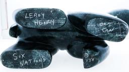 "LEROY HENRY" Six Nations Artist - Hand Carved Stone - "BEAR" 8"l x 4" W x3"D