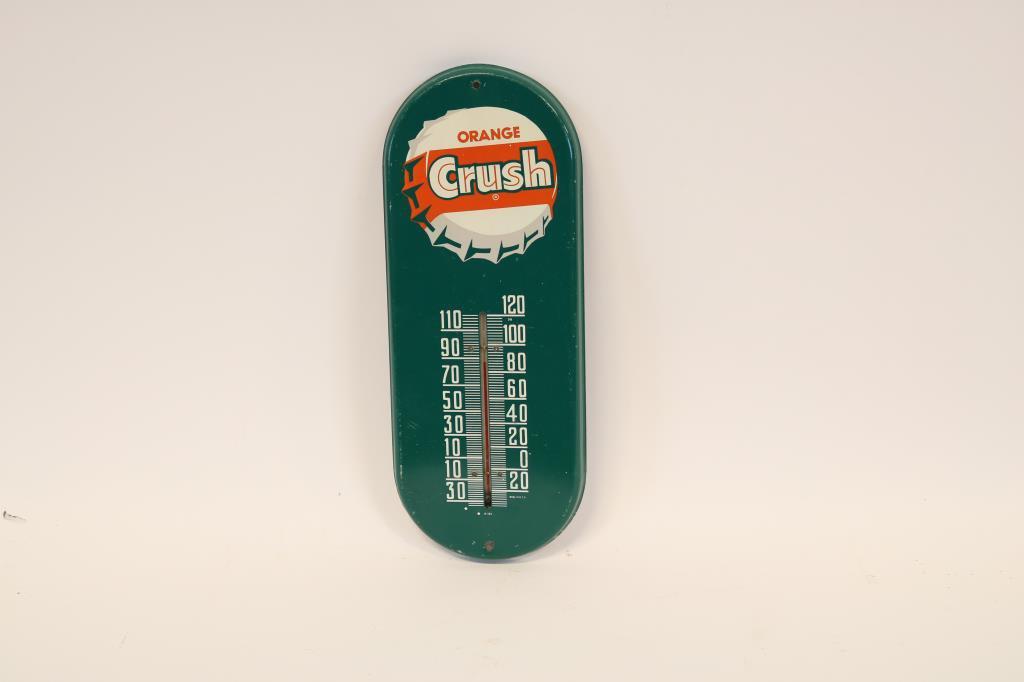 Orange Crush Tin Bottle Cap Thermometer