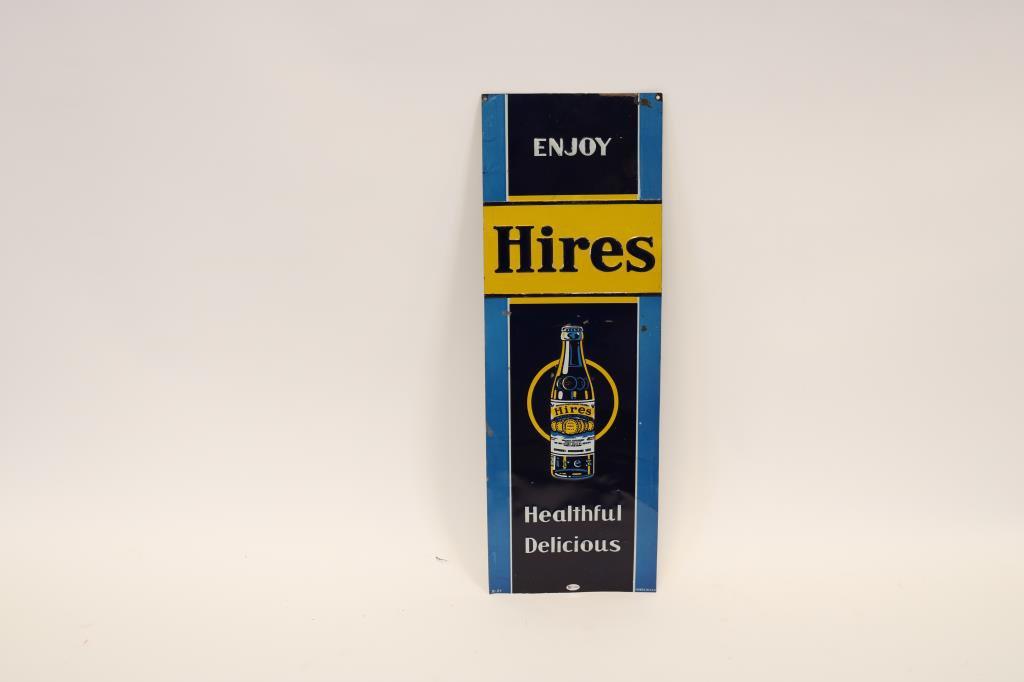 Enjoy Hires Root Beer Embossed Tin Tacker Sign