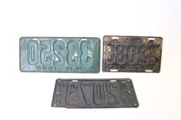 Group Of  Three Vintage License Plates