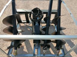 Unused Greatbear Skid Steer Auger Attachment with (3) Different Sizes Bits