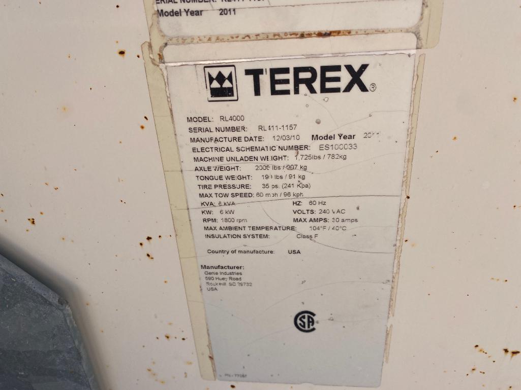 2011 Terex Rl4000 Light Tower Generator ( needs alternator)