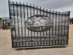 Unused Greatbear 20 Ft Bi-Parting Wrought Iron Gate with "DEER" Artwork.