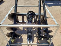 Unused Greatbear Skid Steer Auger Attachment with 3 digging bits 10'' 13'' 20''