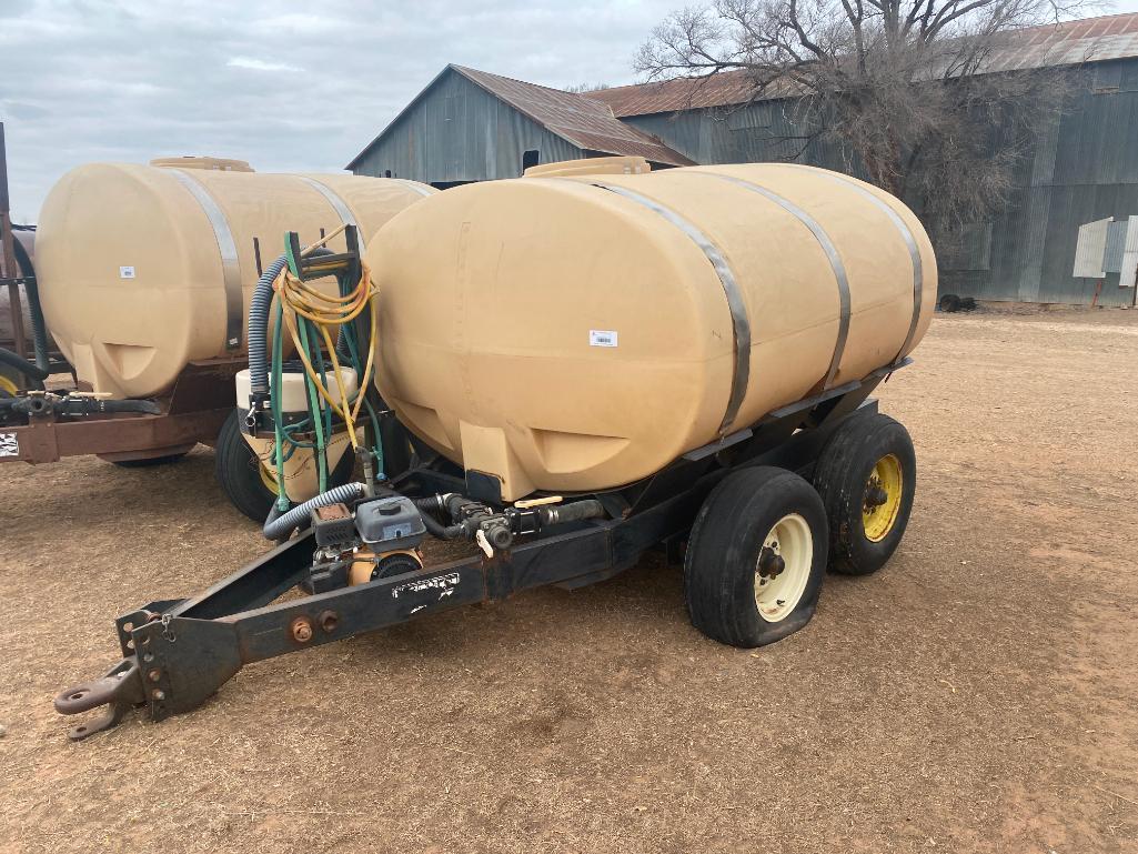 WYLIE 1000 GALLON T.A. WATER NURSE TRAILERS, GAS ENGINE & PUMP