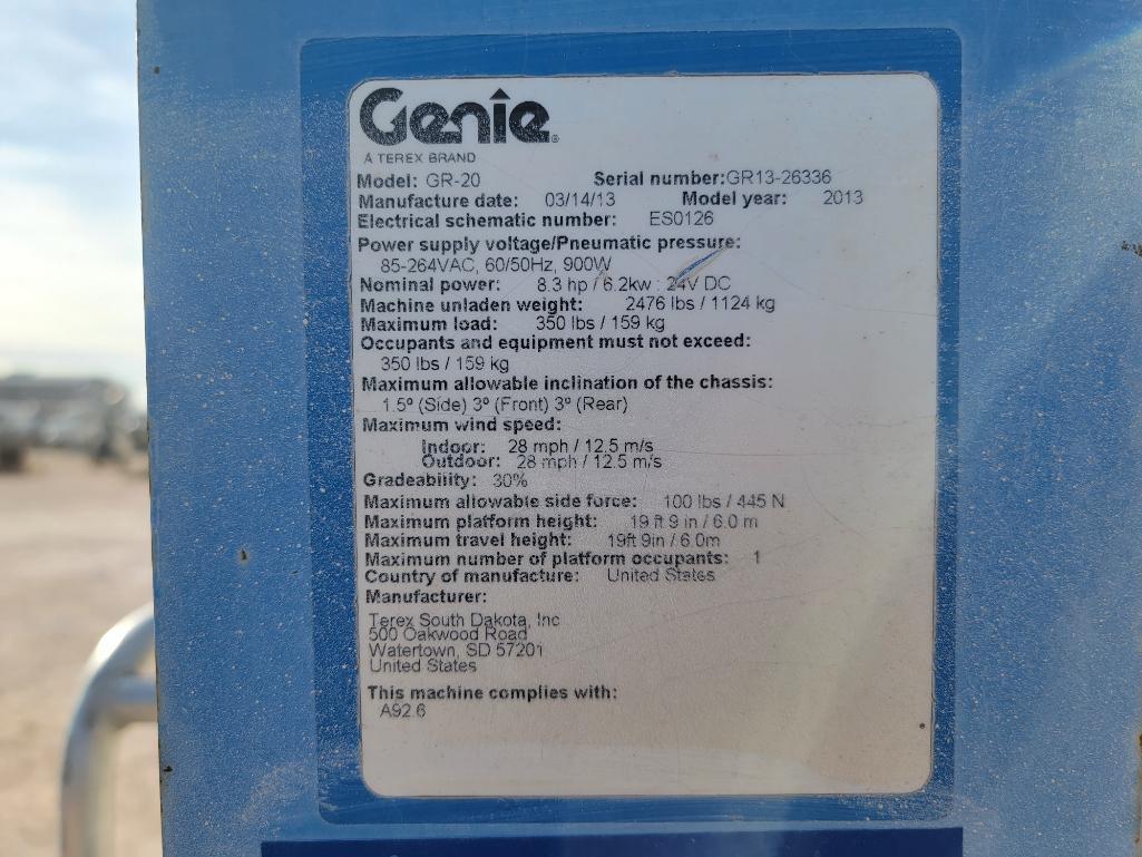 Genie GR20 Self Propelled Personnel Lift