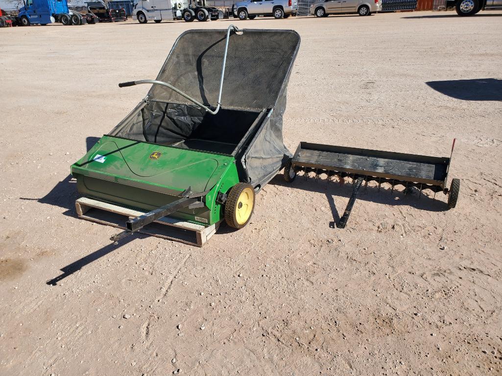 Brinly Lawn aerator/John Deere LP39088 Lawn Sweeper