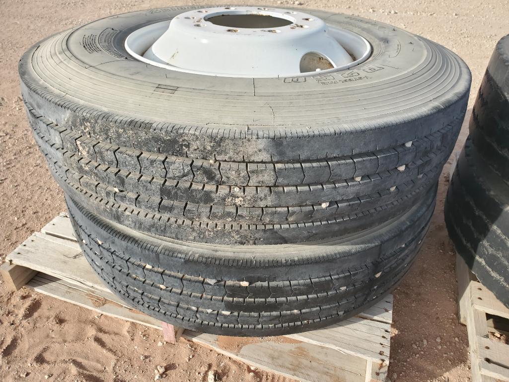 (4) Truck Wheels w/Tires 11 R 22.5