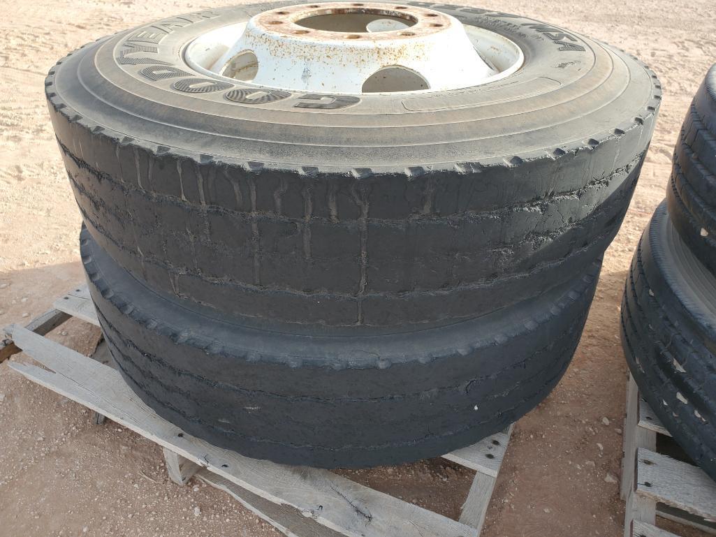 (4) Truck Wheels w/Tires 11 R 22.5