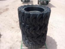 (4) Skid Steer Wheels w/Solid Rubber Tires 33 X 12-20