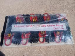 (8) Unused 5/16'' 7ft G80 Double Chain Sling