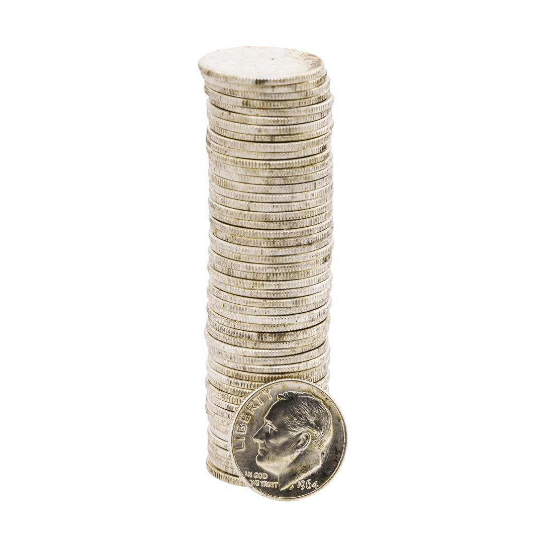 Roll of (50) 1964-D Brilliant Uncirculated Roosevelt Dimes