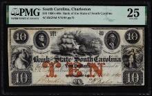 1850s-60s $10 Bank of the State of South Carolina Obsolete Note PMG Very Fine 25