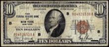 1929 $10 Federal Reserve Bank Note New York