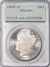 1880-S $1 Morgan Silver Dollar Coin PCGS MS64PL Old Rattler Holder