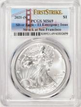 2021-(S) Type 1 $1 American Silver Eagle Coin PCGS MS69 First Strike Emergency Issue