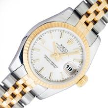 Rolex Ladies Two Tone Silver Index Datejust Wristwatch