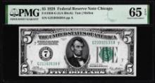 1928 $5 Federal Reserve Note Fr.1950-G PMG Gem Uncirculated 65EPQ
