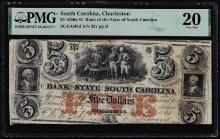1850s-61 $5 Bank of the State of South Carolina Obsolete Note PMG Very Fine 20