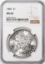 1886 $1 Morgan Silver Dollar Coin NGC MS63