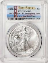2021-(S) Type 1 $1 American Silver Eagle Coin PCGS MS69 First Strike Emergency Issue