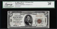 1929 $5 NB Bridgeport, CT CH# 335 National Currency Note Legacy Very Fine 20