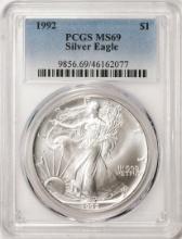 1992 $1 American Silver Eagle Coin PCGS MS69