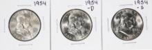Lot of 1954-P/D/S Franklin Half Dollar Coins