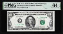 1977 $100 Federal Reserve Note Boston Fr.2168-A PMG Choice Uncirculated 64EPQ